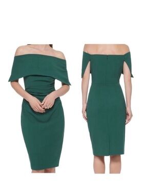 Vince Camuto Forest Green Strapless Draped Sheath Dress